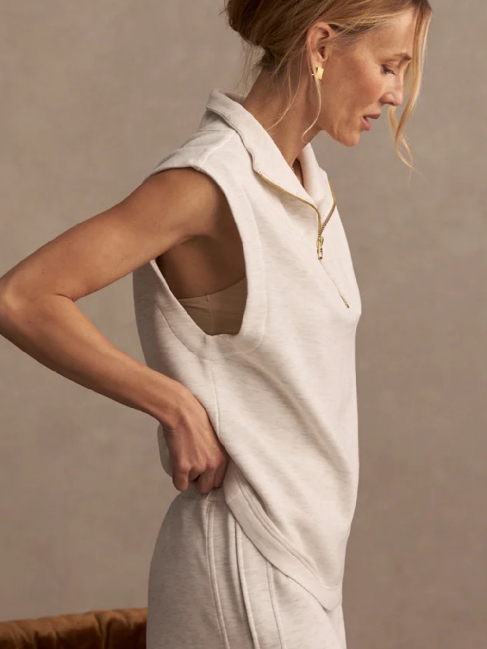 VARLEY Magnolia Half Zip Tank 2.0 Ivory Marl Size S NEW - Picture 3 of 12